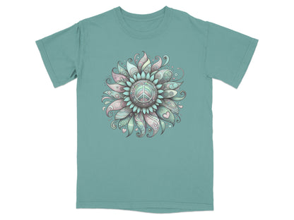 Intricate Mandala Pattern on Teal T-Shirt Product