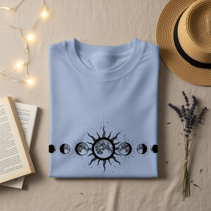 Celestial Phases Moon Sun Graphic Print Shirt
