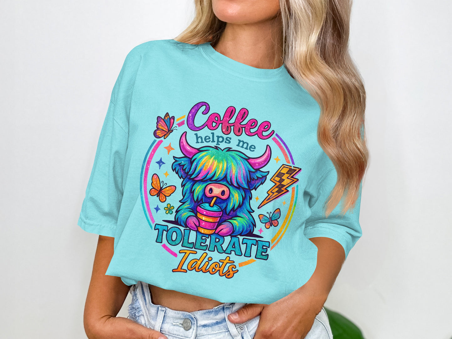 Coffee Helps Me Tolerate Idiots Graphic T-Shirt