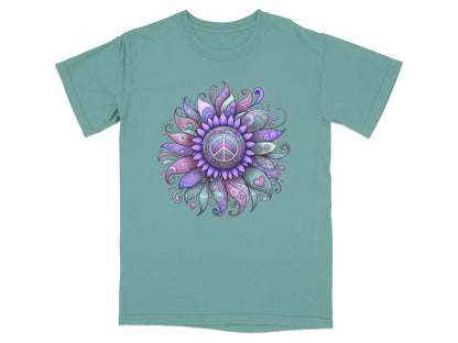 Colorful Peace Symbol Flower Design T-shirt