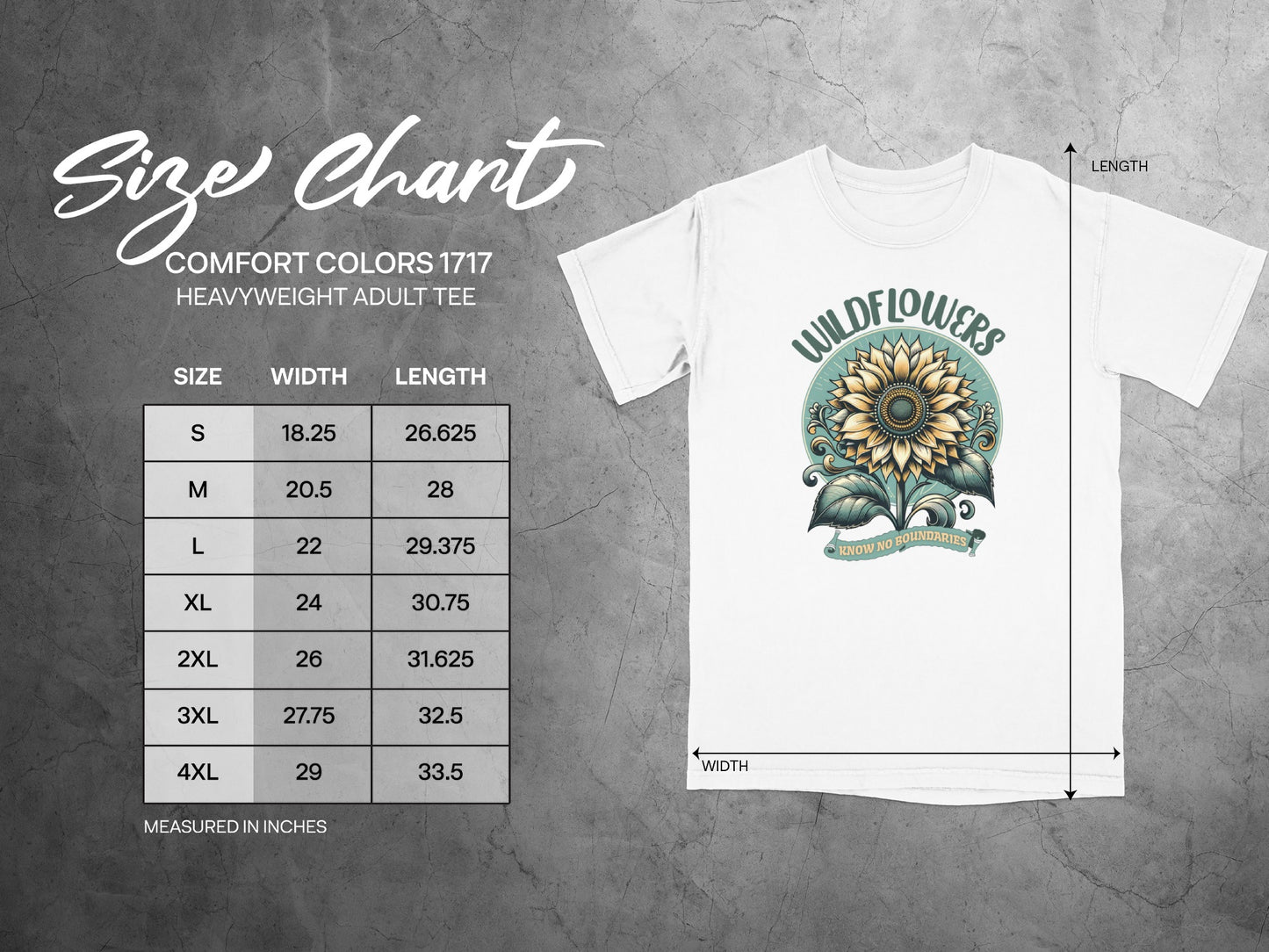 Wildflowers Sunflower Heavyweight Adult Tee