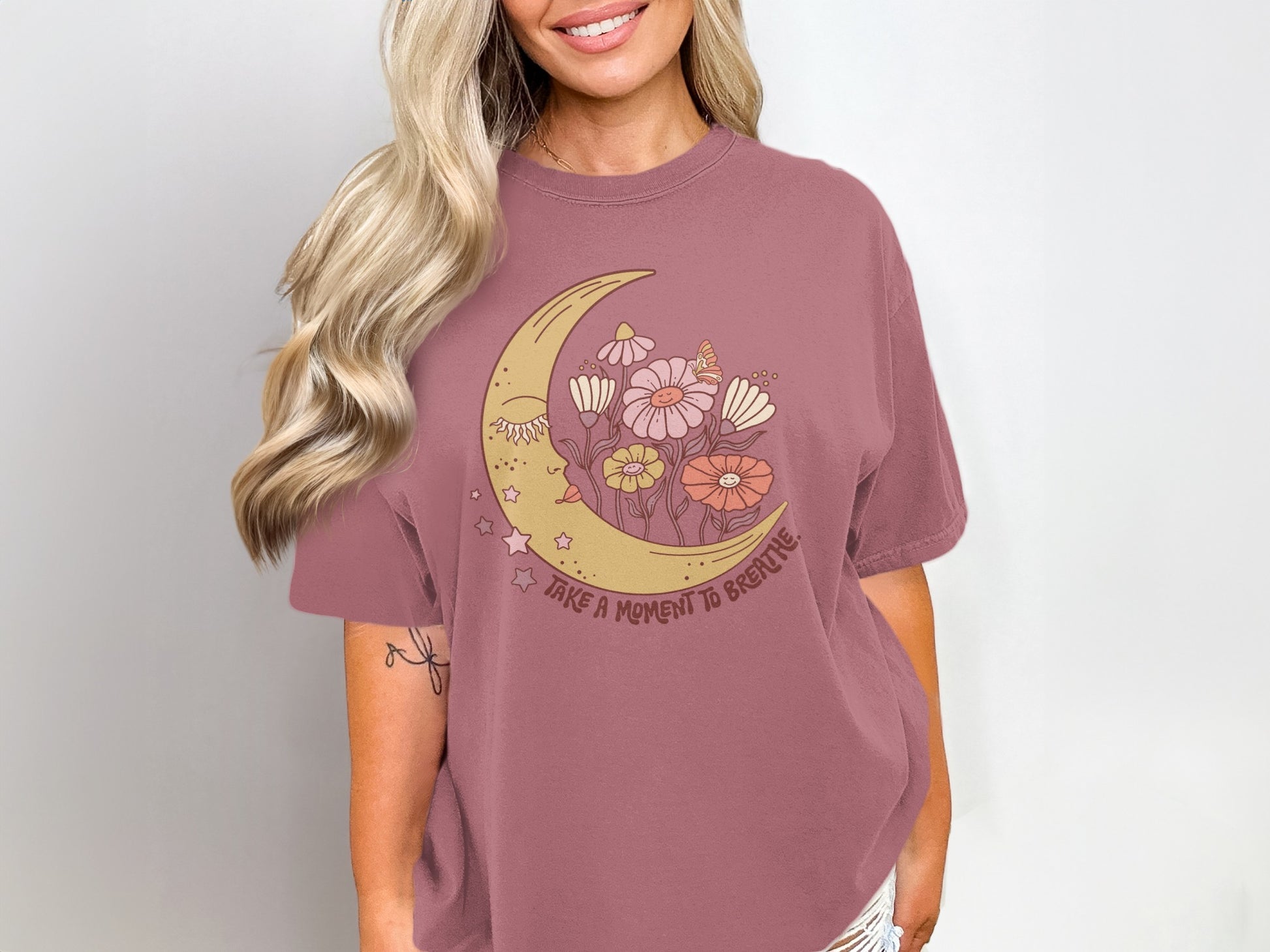 Take A Moment To Breathe Moon Graphic Tee