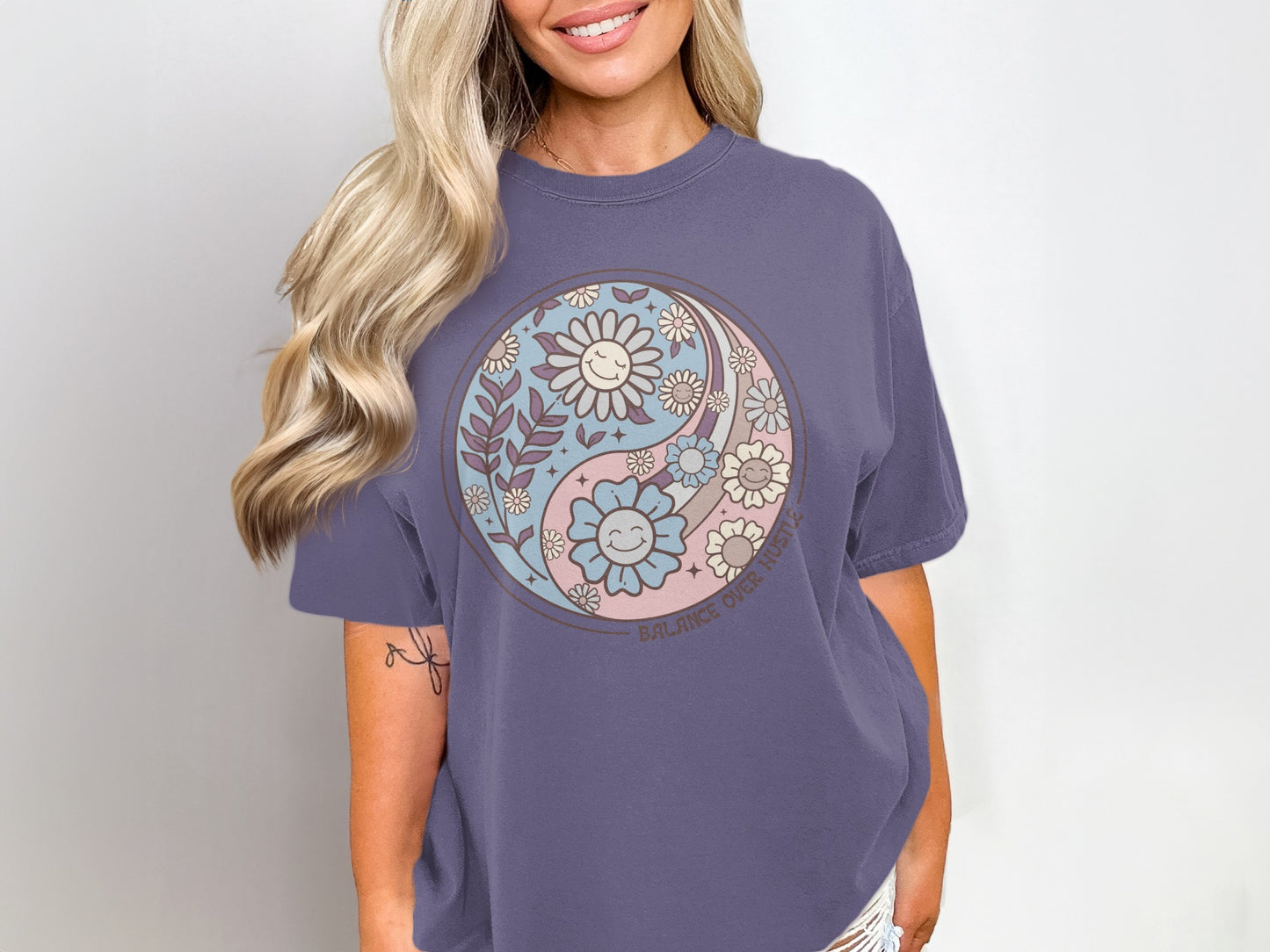 Floral Yin Yang Graphic Printed Shirt