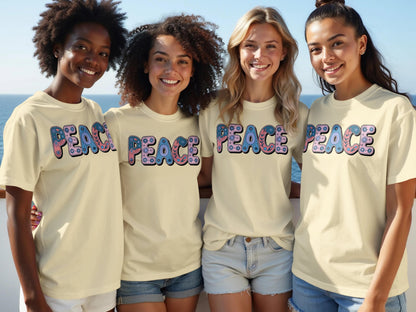 Colorful Peace Graphic on Casual T-shirt