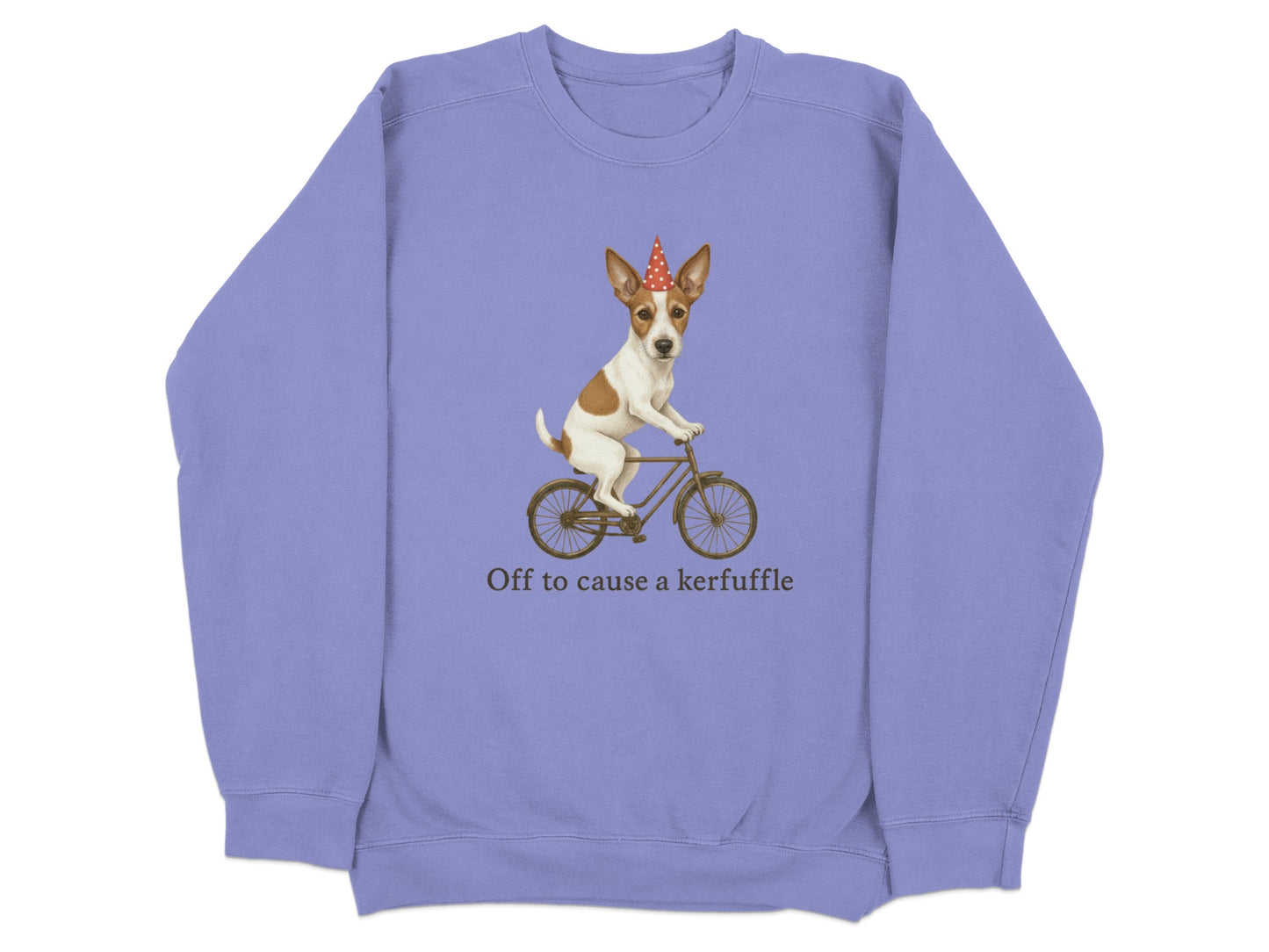 Off to Cause a Kerfuffle Dog on Bicycle Sweatshirt