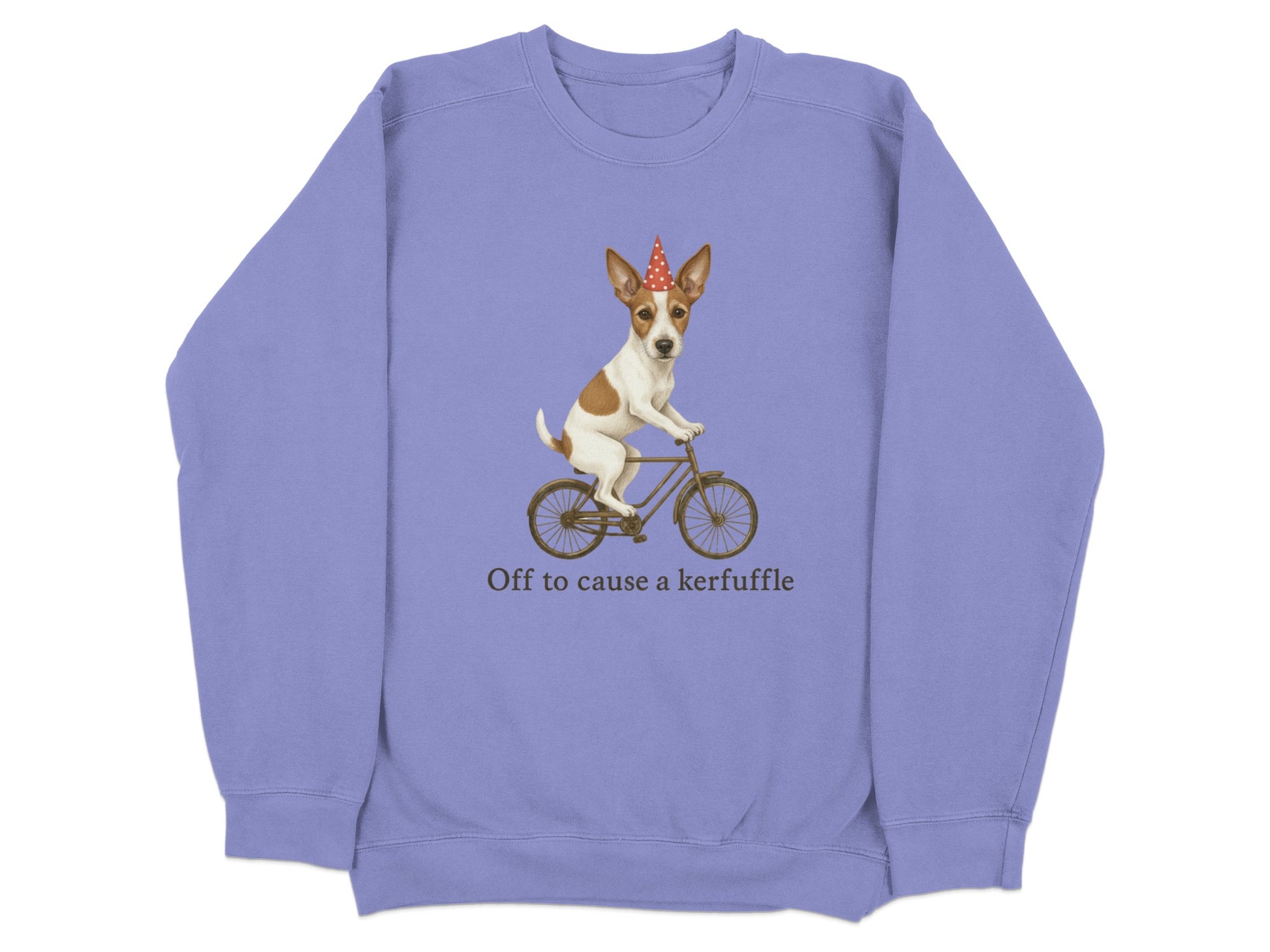 Off to Cause a Kerfuffle Dog on Bicycle Sweatshirt