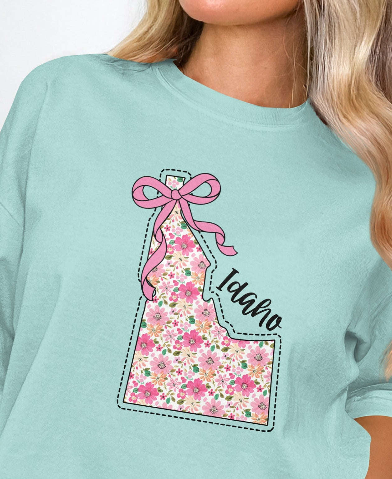 Idaho Floral Graphic Tee Shirt with Bow Design