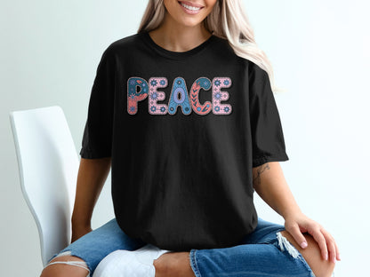 Colorful Peace Graphic T-Shirt for Women