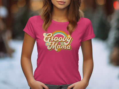 Groovy Mama Colorful Retro Design Womens T-shirt