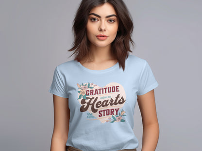Gratitude Blooms Hearts Story Floral Graphic Tee