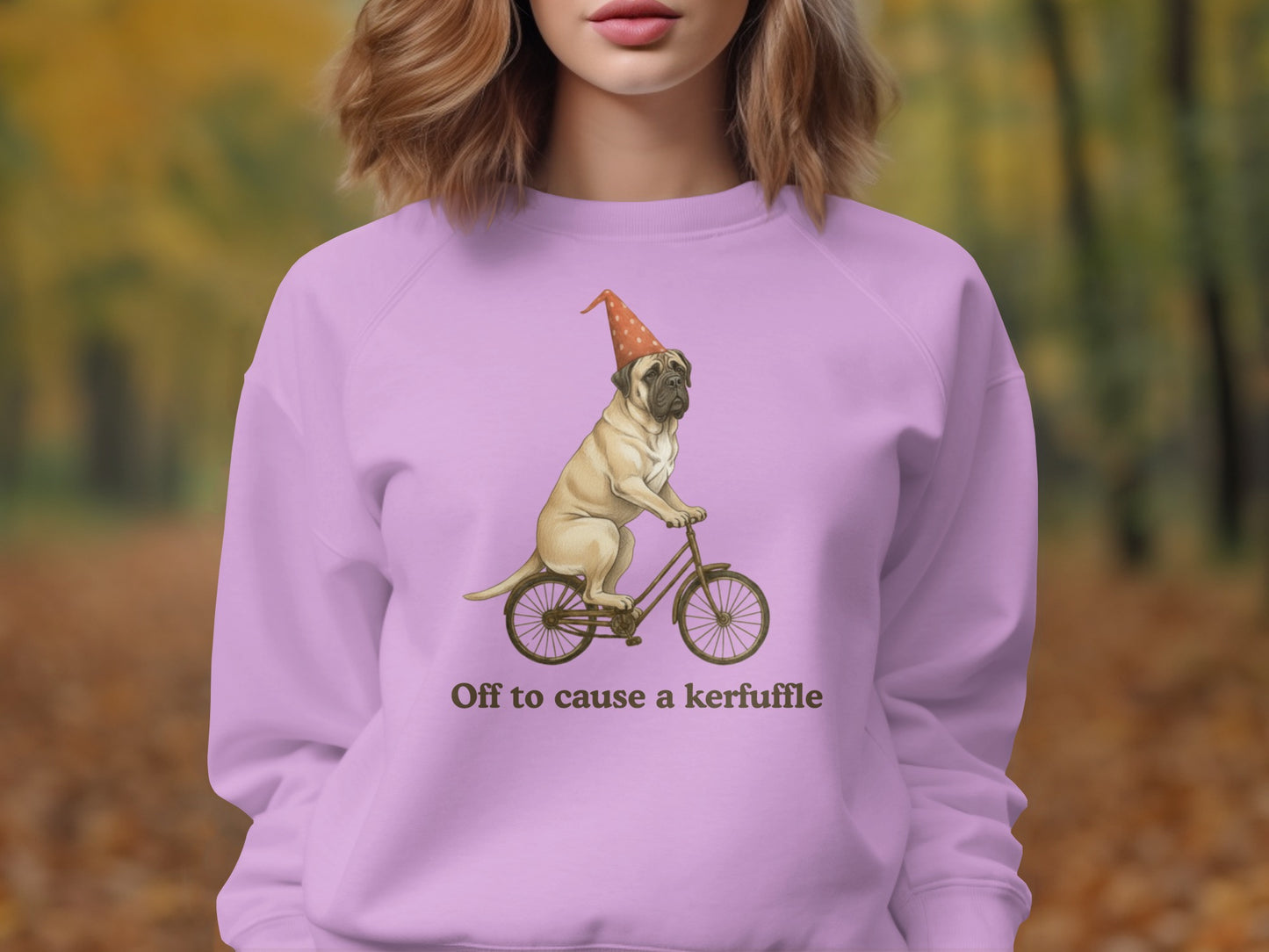 Cute Dog on Bicycle Sweatshirt With Funny Text Design