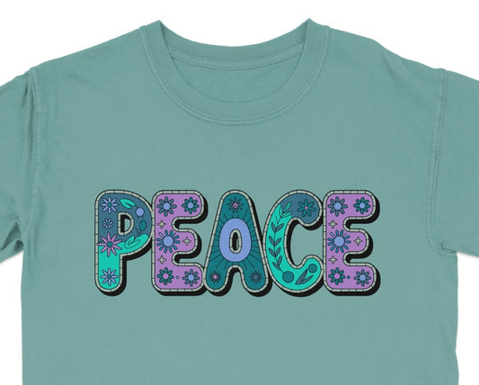 Peace Colorful Lettering Tee Shirt