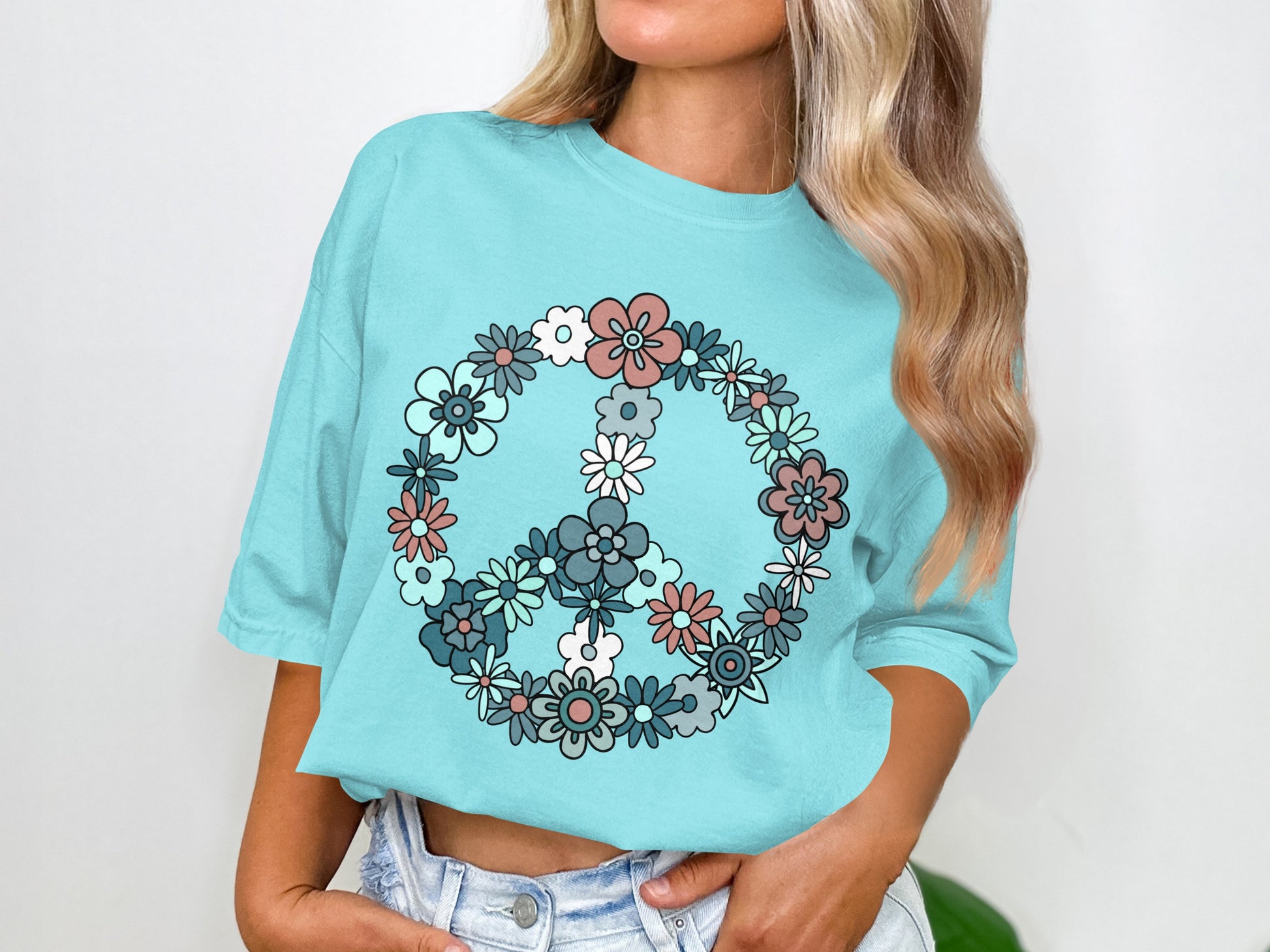 Floral Peace Symbol Graphic Tee