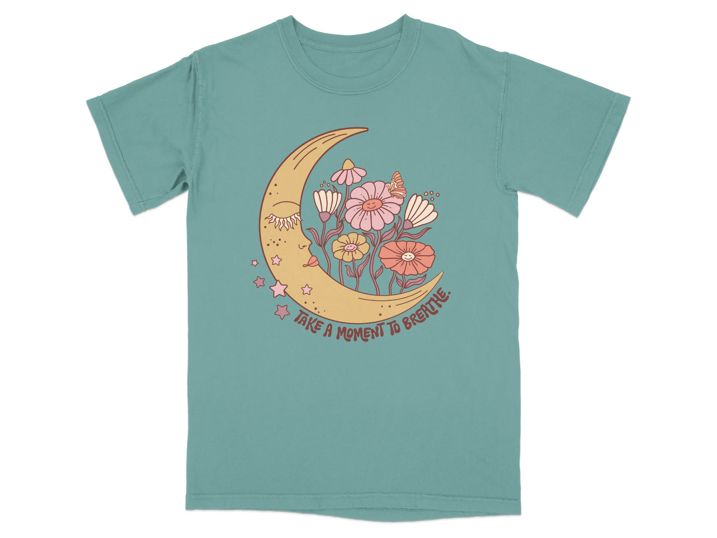 Take a Moment to Breathe Floral Moon T-Shirt