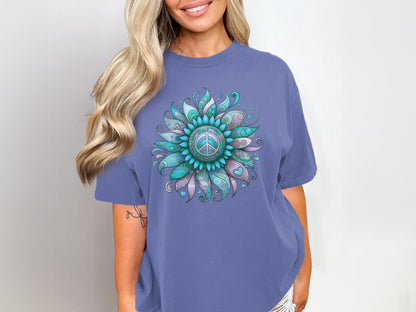 Hippie Peace Flower Design Women's Graphic T-shirt