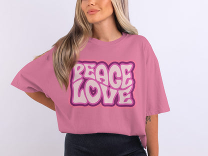 Peace Love Graphic Tee Casual Fashionable Shirt