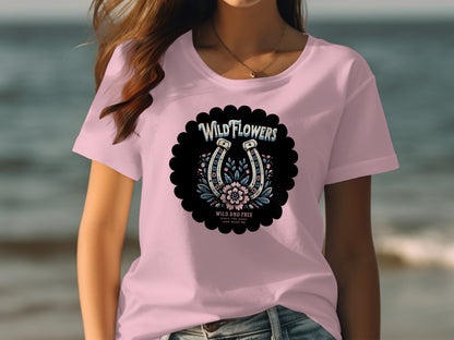 Wild Flowers Wild and Free Horseshoe Design Shirt