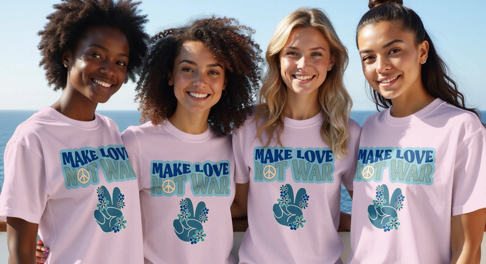 Make Love Not War Peace Sign Graphic T-Shirt