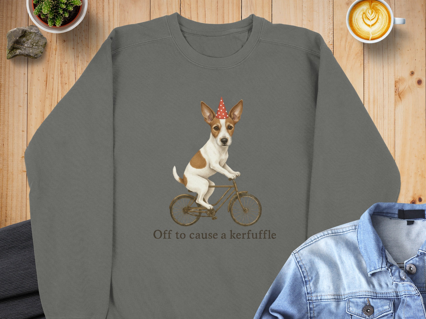 Off to cause a kerfuffle with dog print sweatshirt