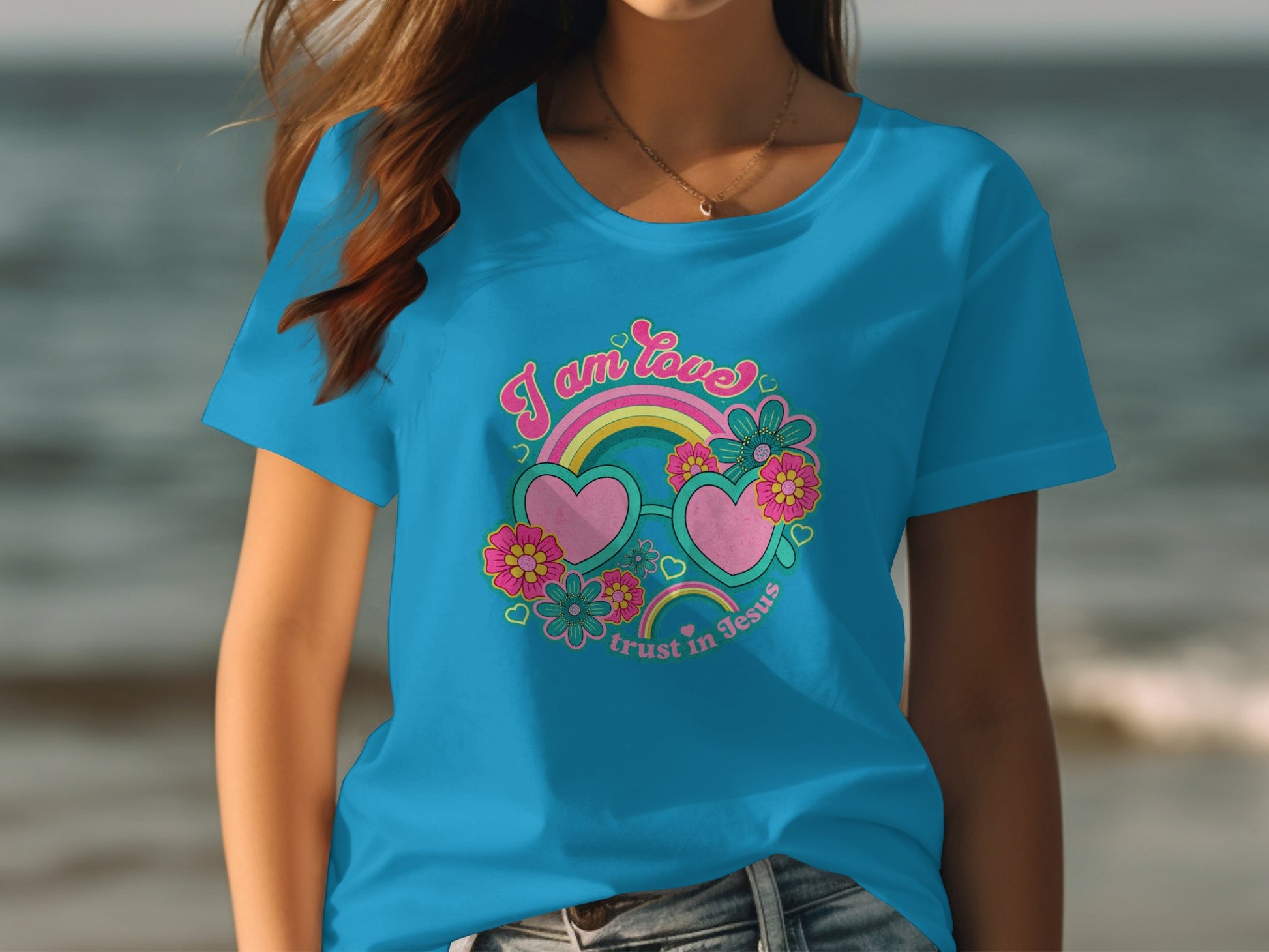 I Am Loved Trust in Jesus Colorful Hearts T-shirt