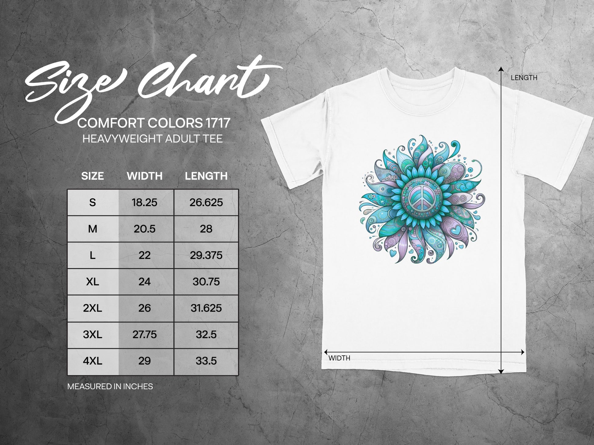 Iconic Peace Symbols Floral Graphic Design Tee