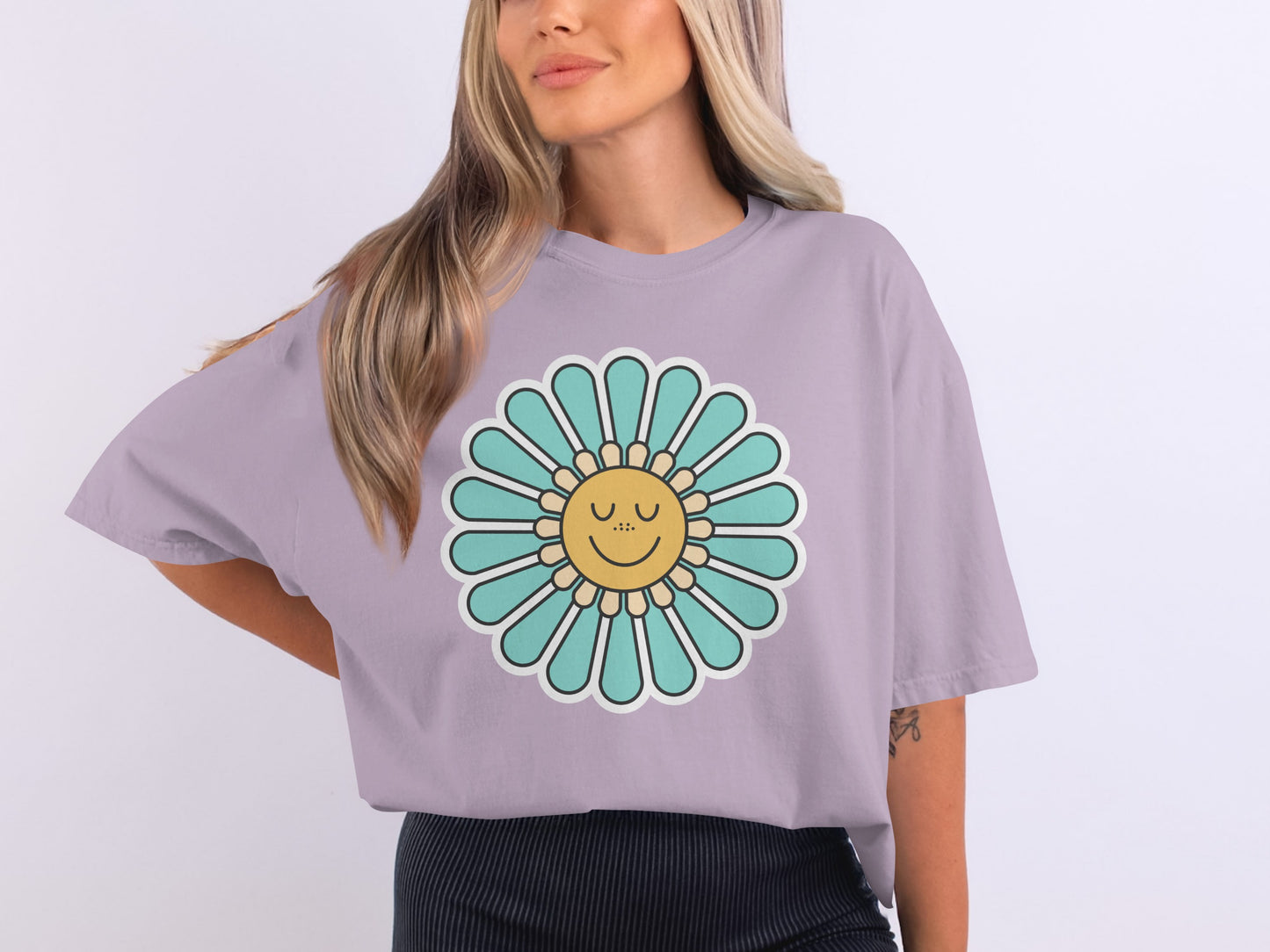 Vintage Blue and Yellow Sunflower Graphic Tee