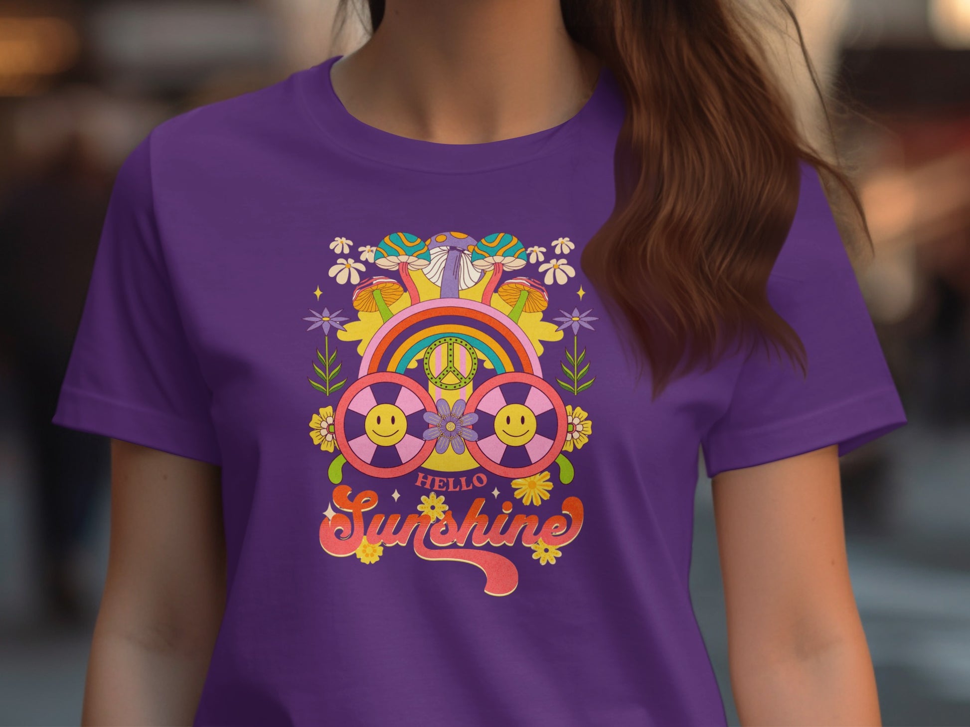 Hello Sunshine Fun Retro Graphic T-shirt