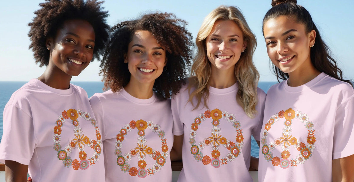 Colorful Floral Peace Sign Graphic T-Shirt product