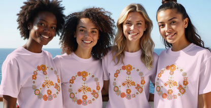 Colorful Floral Peace Sign Graphic T-Shirt product