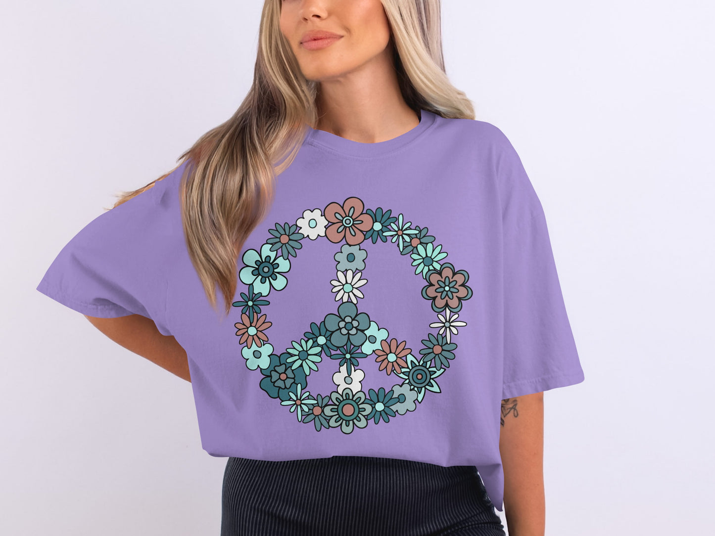 Colorful Floral Peace Sign Graphic product