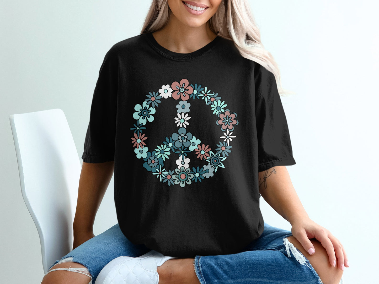 Floral Peace Sign Graphic Tee