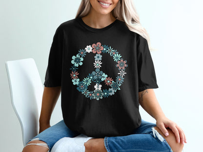 Floral Peace Sign Graphic Tee