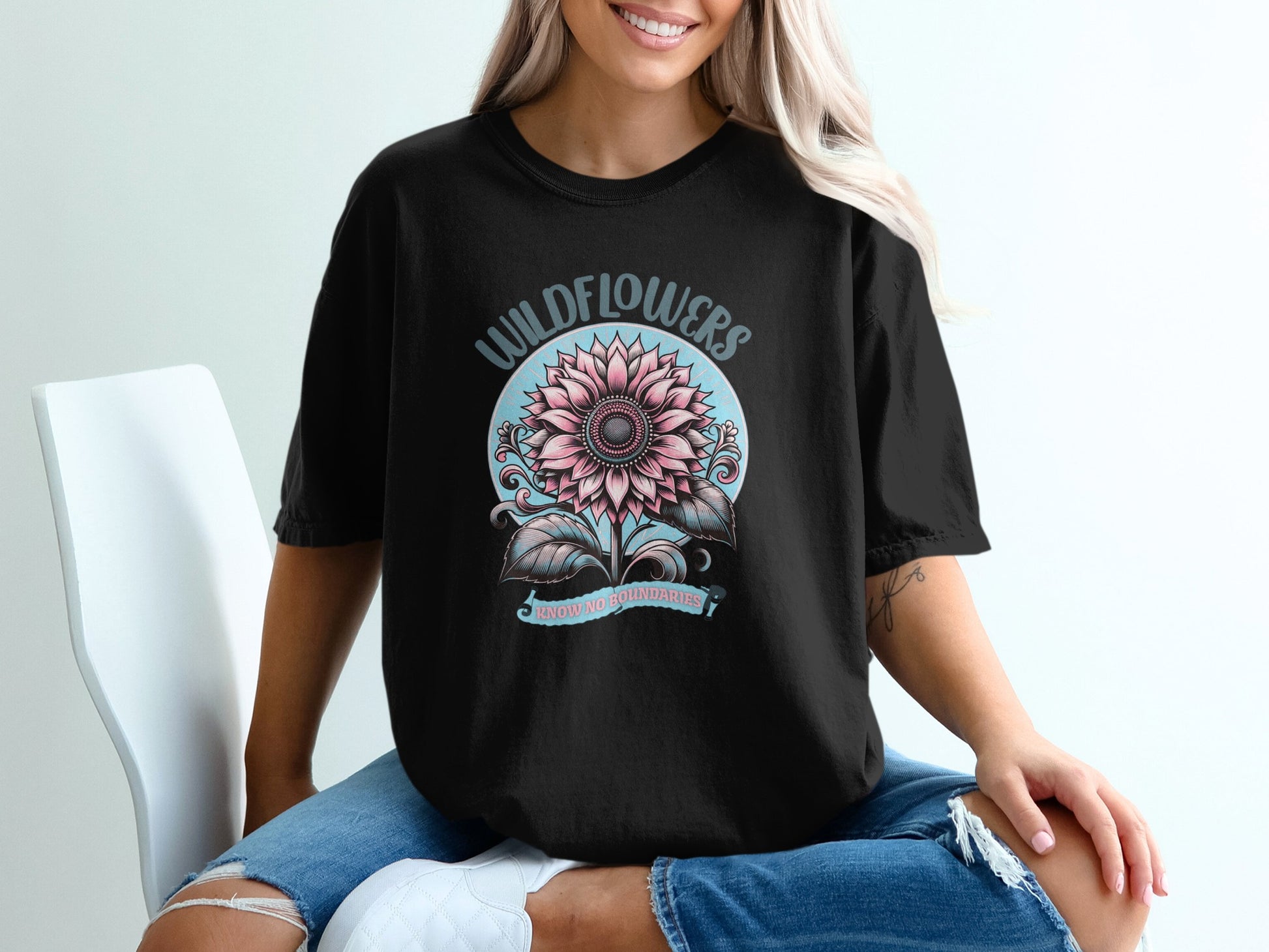 Wildflowers Graphic Tee with Sunflower Design