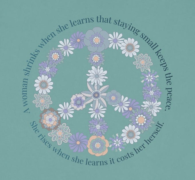 Peace Symbol and Floral Design Graphic Tee
