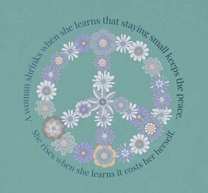 Peace Symbol and Floral Design Graphic Tee