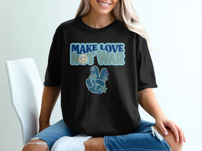 Make Love Not War Peace Sign Graphic Shirt