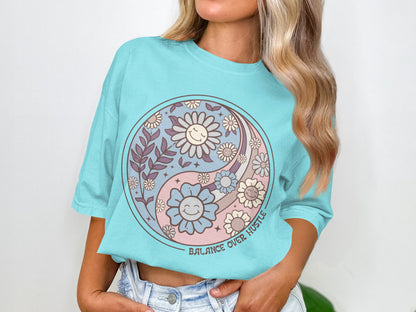 Balance Over Hustle Graphic Tee Casual Streetwear