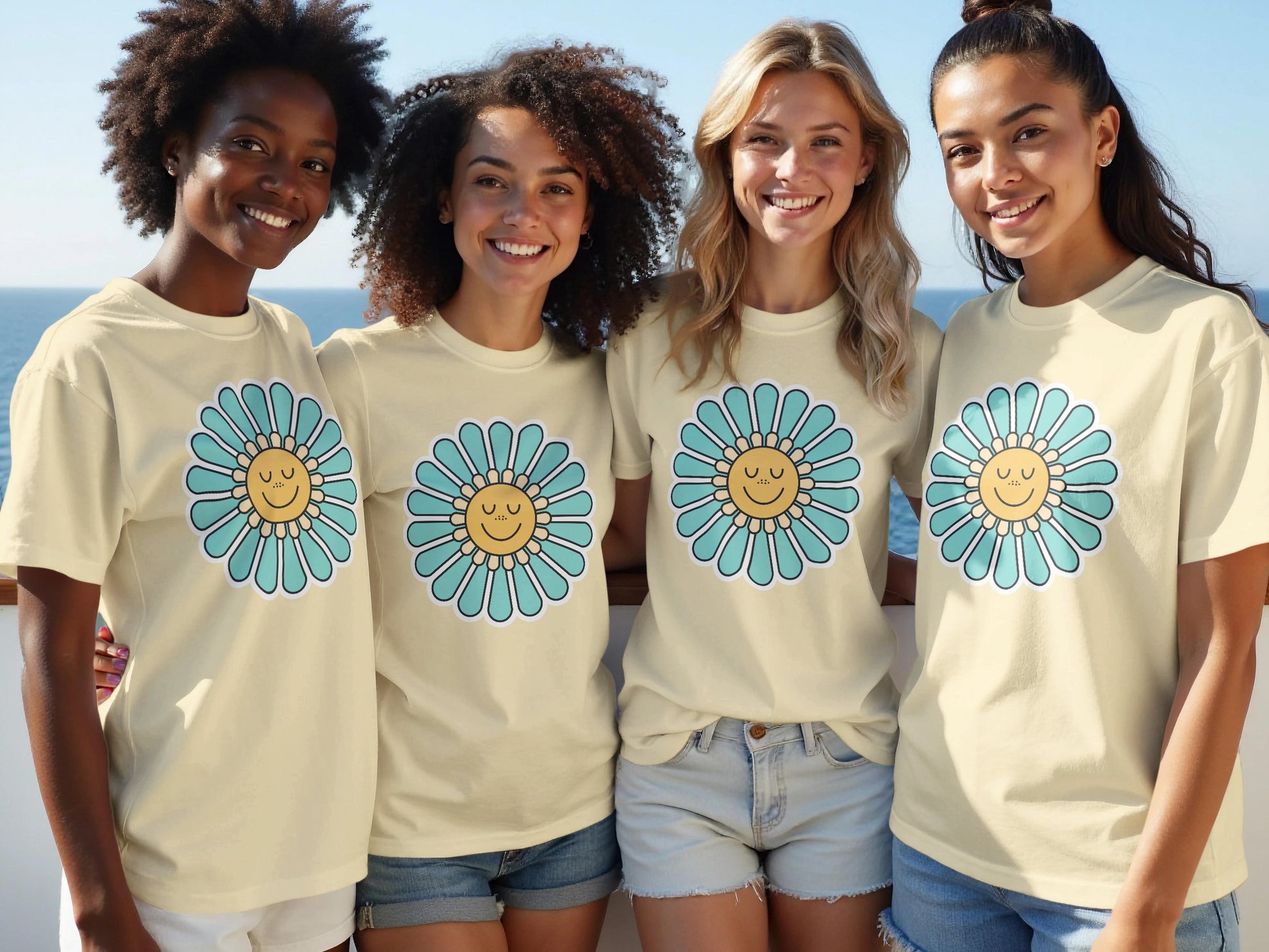 Cute Smiling Sunflower Graphic T-Shirt product