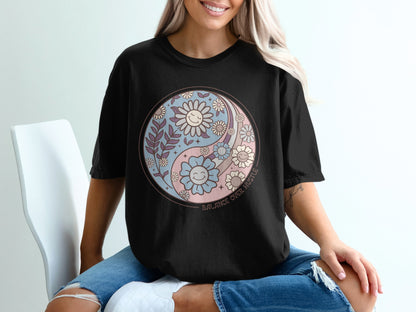 Balance Over Hustle Floral Circle Graphic Shirt