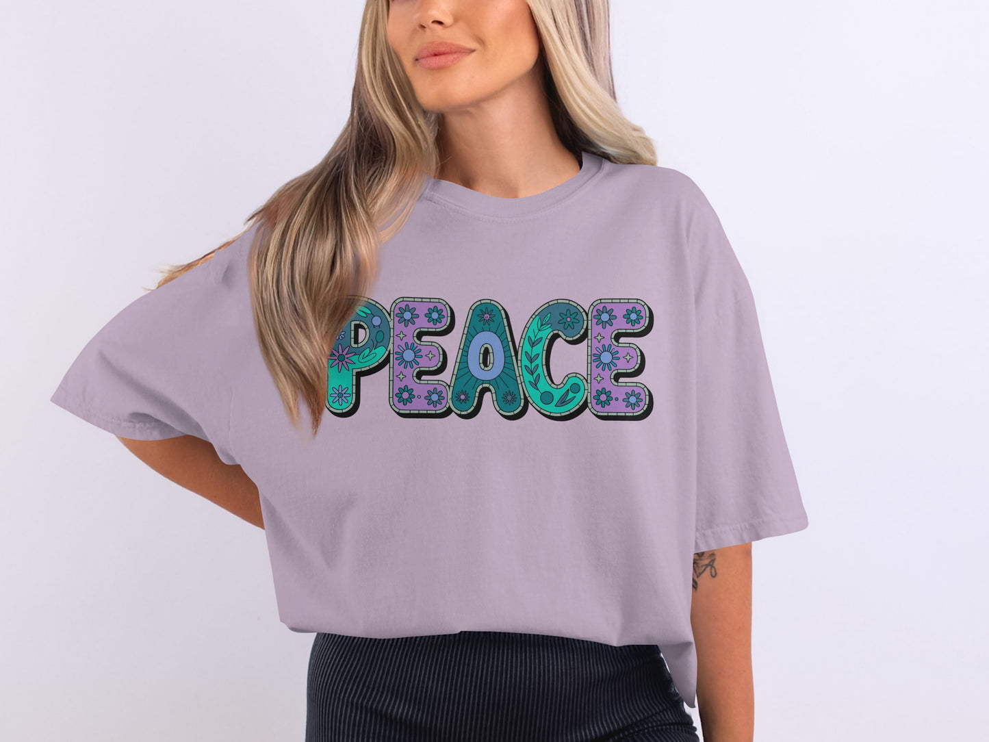 Comfortable Relaxed Fit Peace Graphic T-Shirt