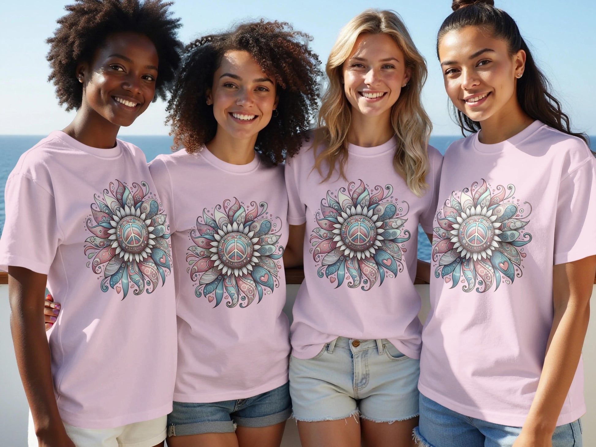 Peace Sign Mandala Design Casual Wear T-shirt