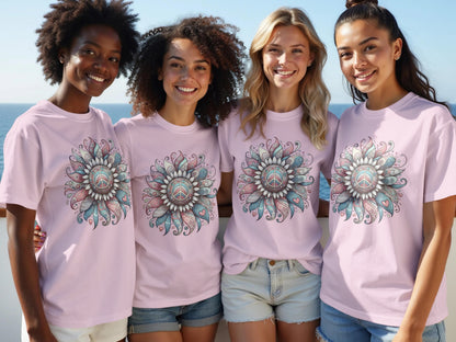 Peace Sign Mandala Design Casual Wear T-shirt