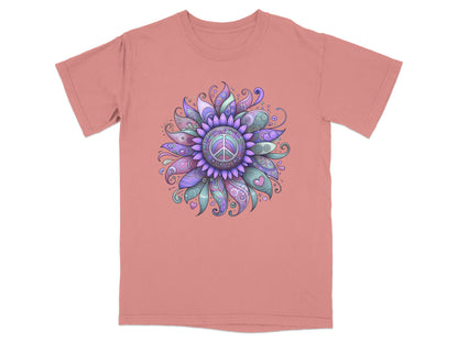 Psychedelic Peace Flower Graphic Tee Shirt