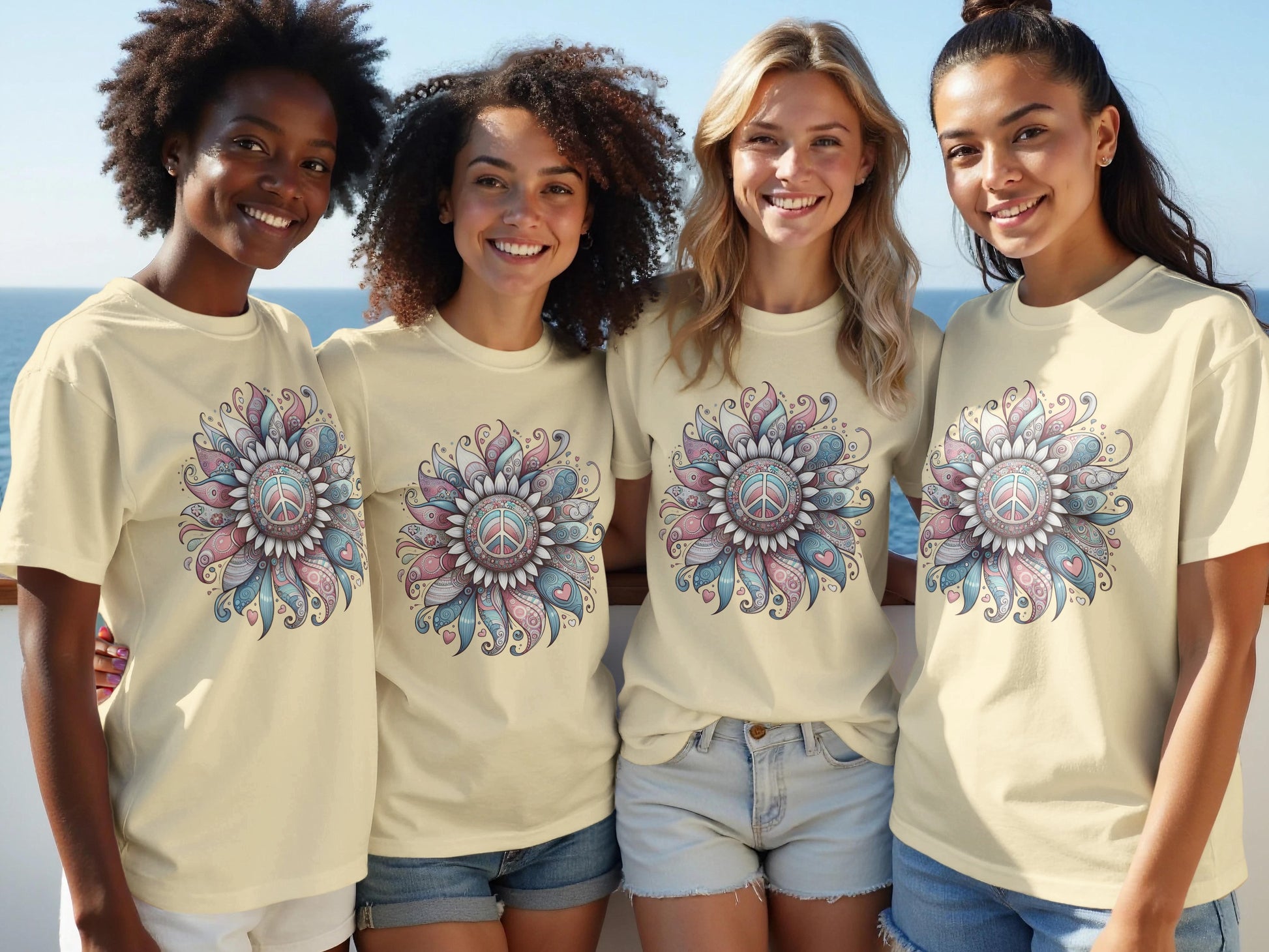 Colorful Peace Symbol Mandala Design T-shirt