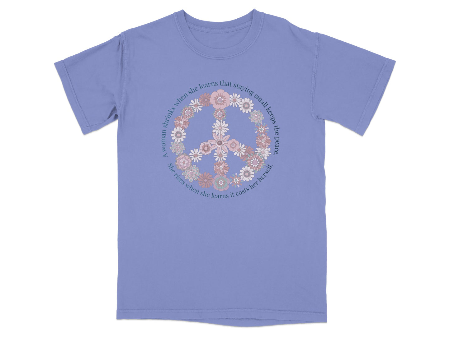 Retro Daisy Peace Sign Graphic Relaxed T-Shirt