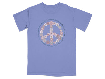 Retro Daisy Peace Sign Graphic Relaxed T-Shirt