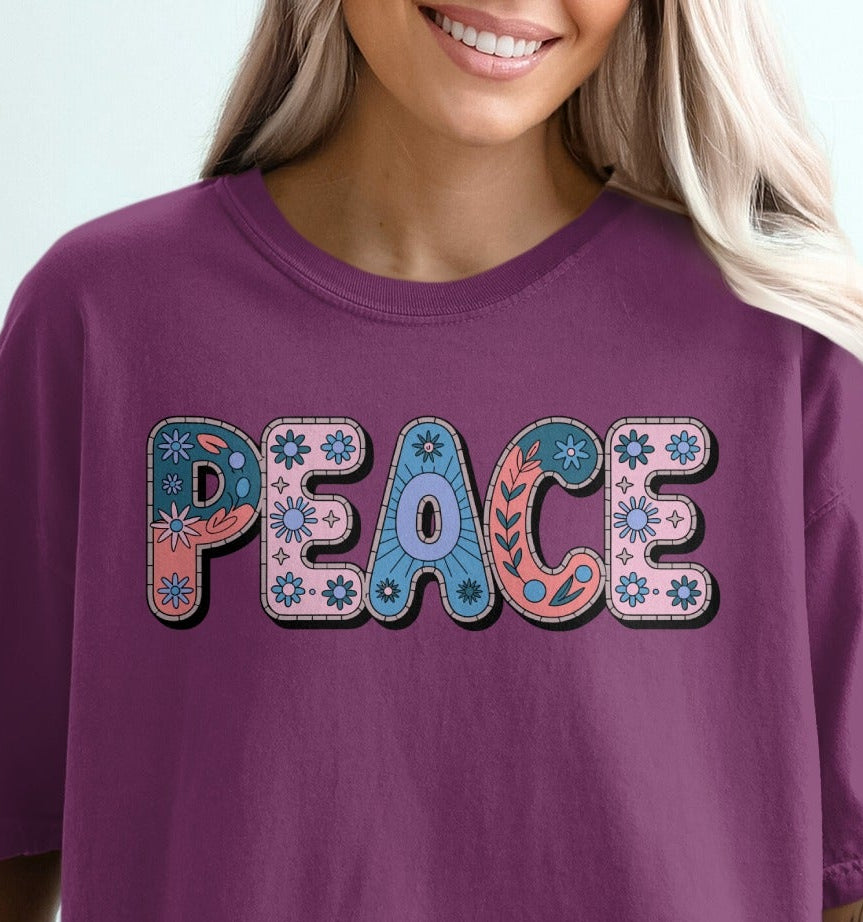 Peace Graphic T-Shirt Relaxed Fit Casual Tee
