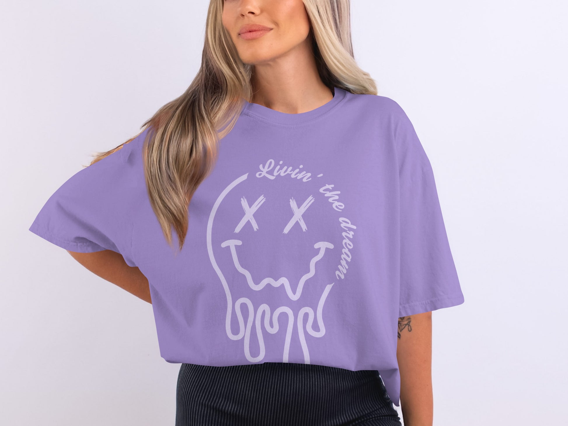 Livin' the dream purple graphic design shirt