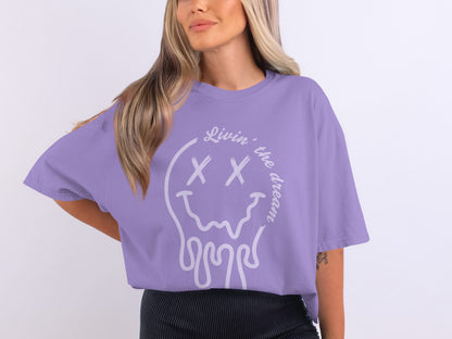 Livin' the dream purple graphic design shirt