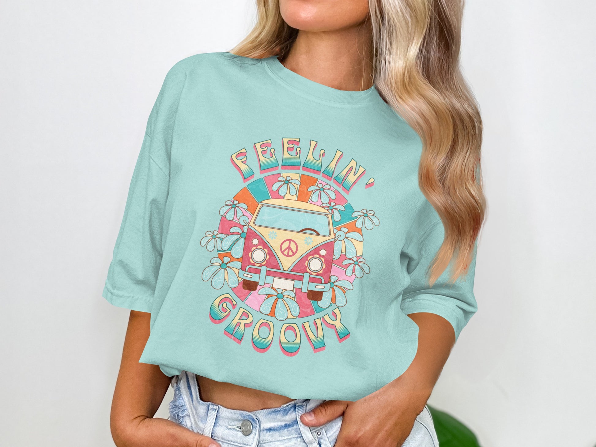 Feelin' Groovy Peace Sign Retro Van Graphic Tee